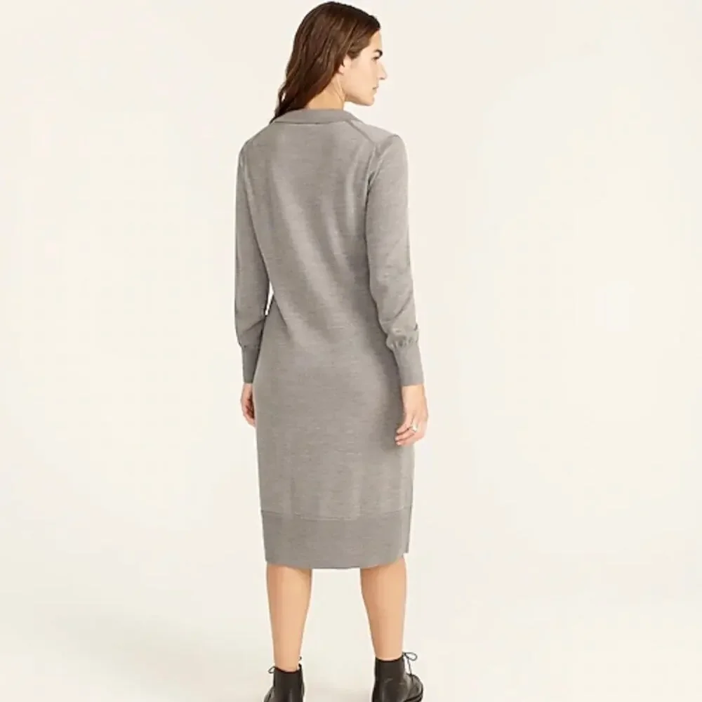 J. CREW Merino Wool Collared Midi Dress Gray XS
